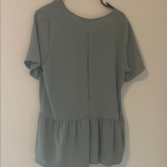 Olive V-Neck Ruffle Blouse - Picture 4 of 5